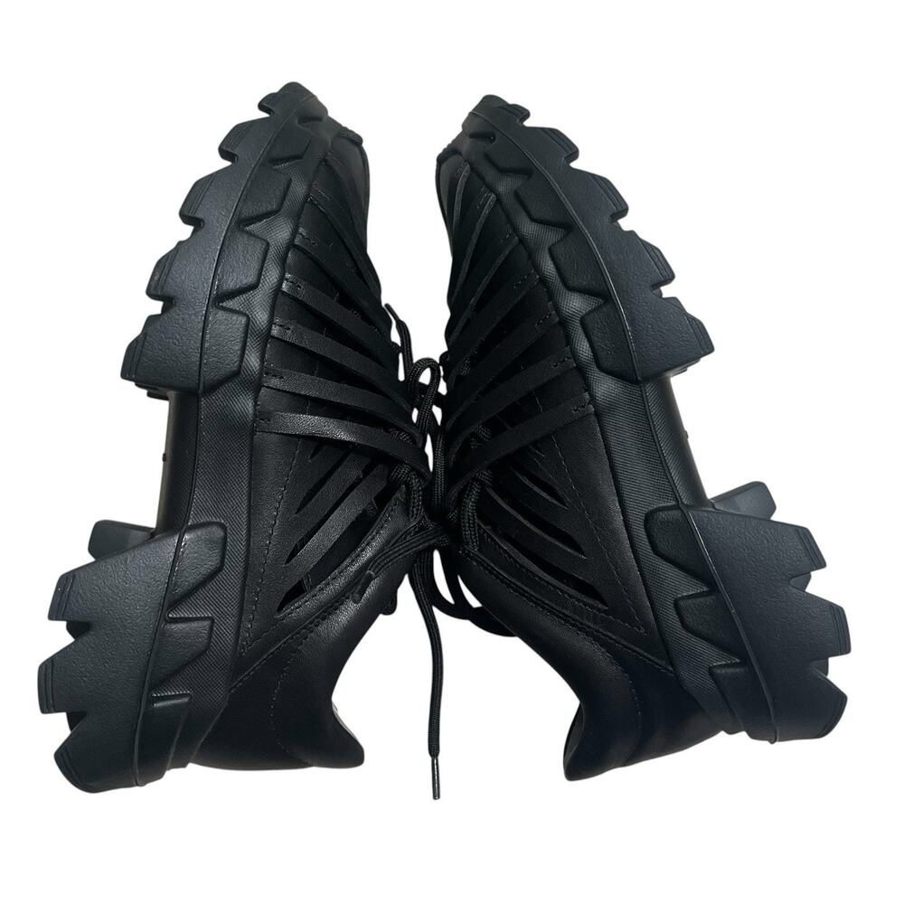 4CCCCEES Black Leather Platform Arko Osta Shoes 35 US 5 Tie Futuristic - Picture 7 of 9